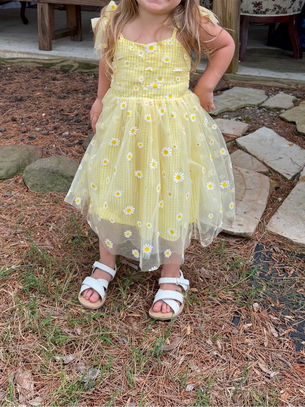 Yellow Daisy Tulle Flower Girl Dress
